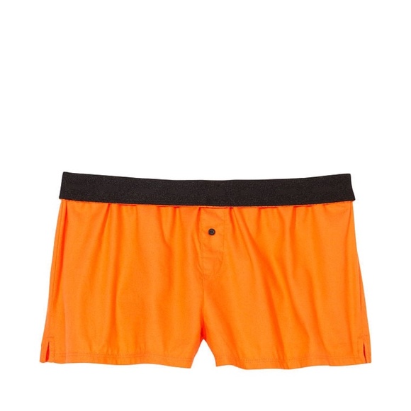 Victoria's Secret PINK Flannel Boxy Pajama Shorts Halloween Orange Skeleton NEW - Picture 3 of 3